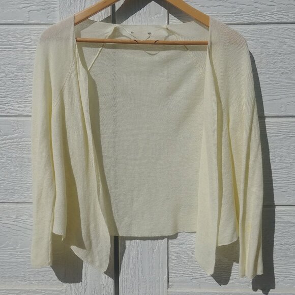 J Jill linen cotton lightweight knit cardigan sweater butter cream yello… - Picture 1 of 9